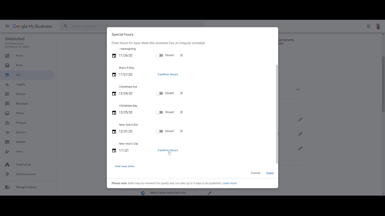 How-to Update Your Holiday Business Hours for Google My Business